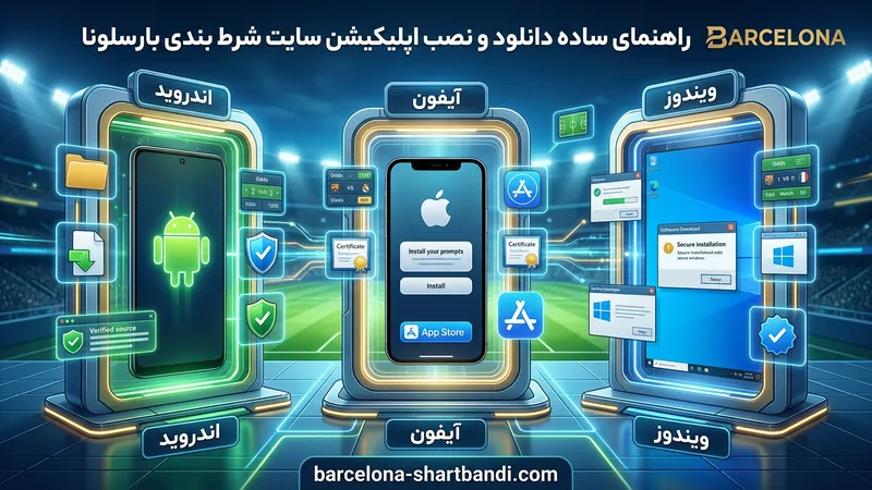 راهنمای ساده دانلود و نصب اپلیکیشن سایت شرط بندی بارسلونا