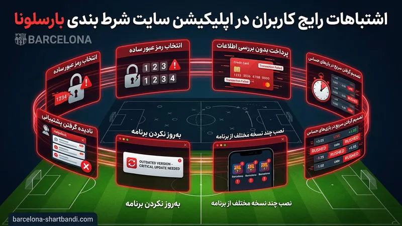 اشتباهات رایج کاربران در اپلیکیشن سایت شرط بندی بارسلونا